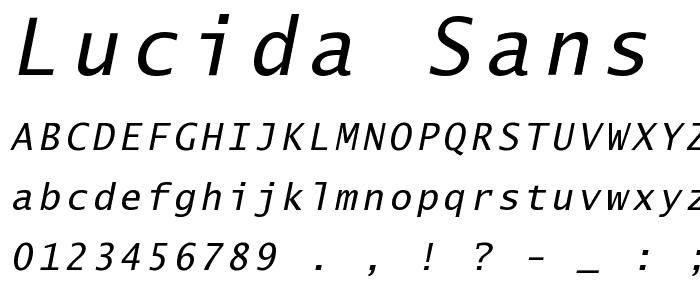 Lucida Sans Typewriter Oblique font