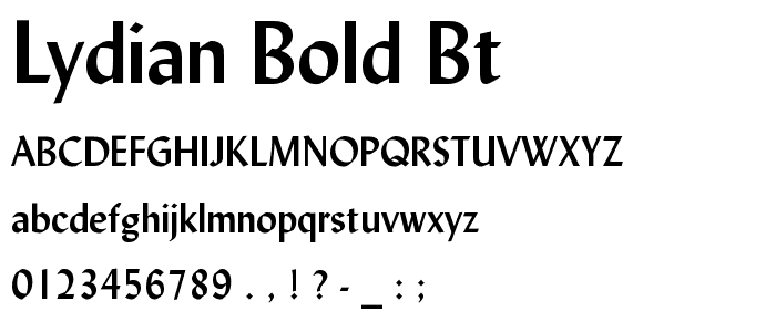 Lydian Bold BT font