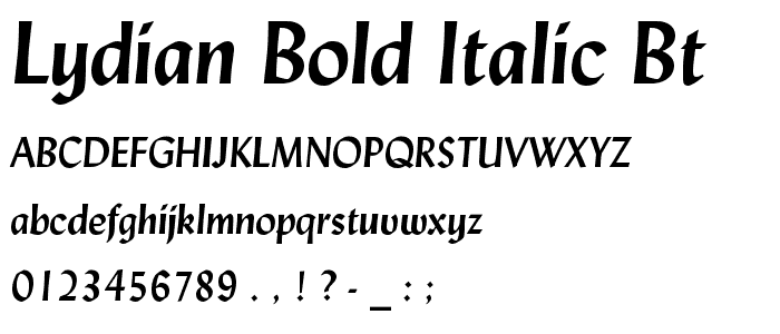 Lydian Bold Italic BT font