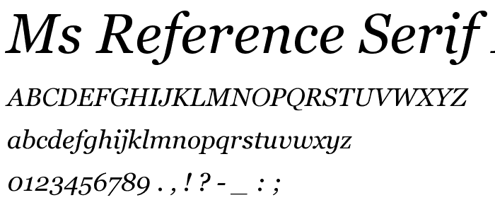 MS Reference Serif Italic font