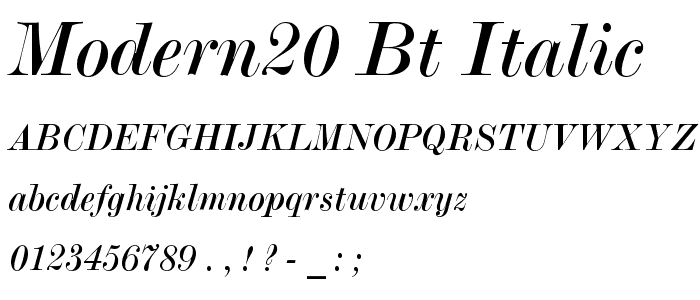 Modern20 BT Italic font