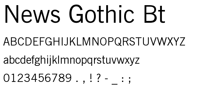 News Gothic BT font