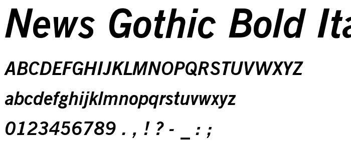 News Gothic Bold Italic BT font