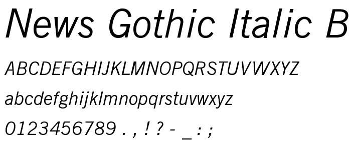 News Gothic Italic BT font