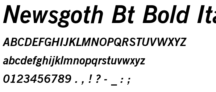 NewsGoth BT Bold Italic font