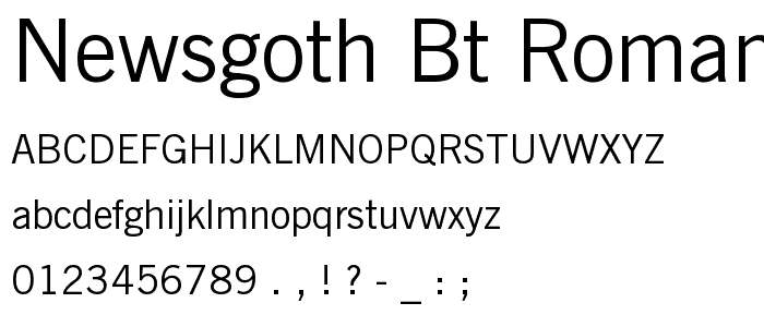 NewsGoth BT Roman font