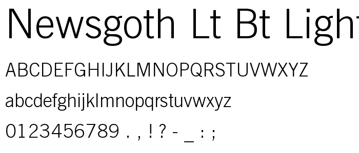 NewsGoth Lt BT Light font