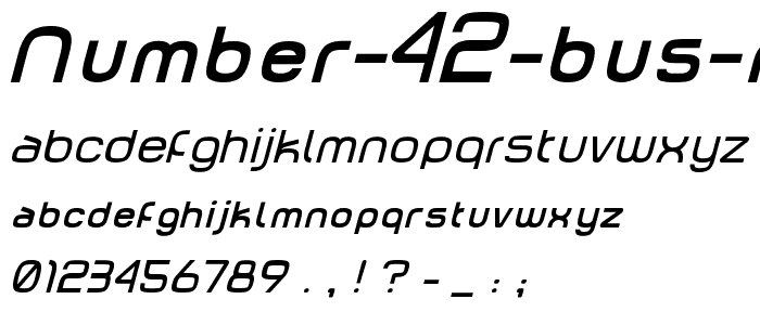 Number 42 Bus NDP font