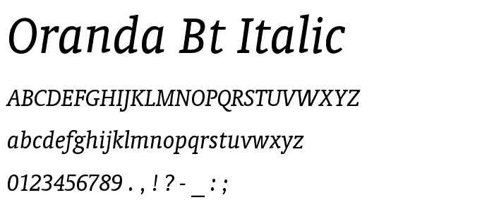 Oranda BT Italic font