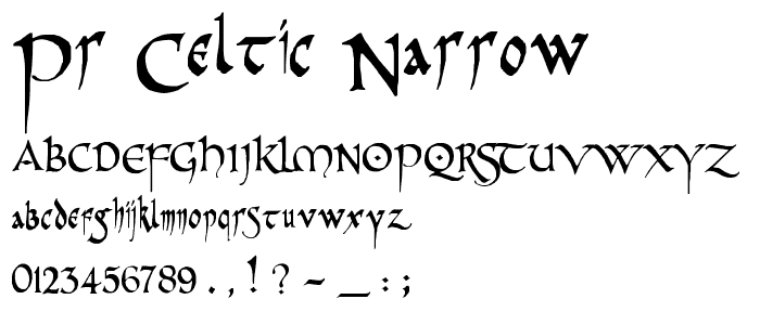 PR Celtic Narrow font