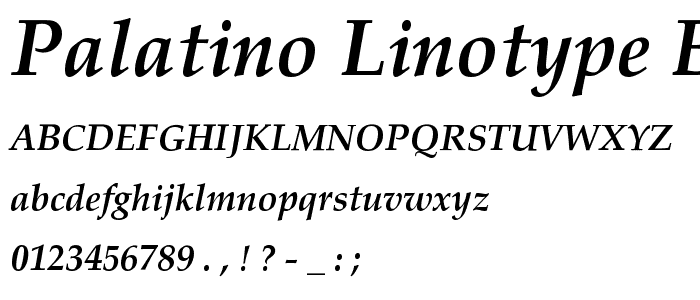 Palatino Linotype Bold Italic font