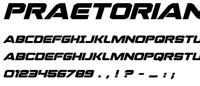 Praetorian Bold Expanded Italic font