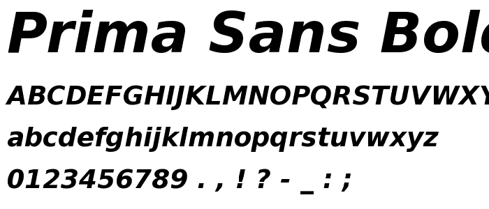 Prima Sans Bold Oblique BT font