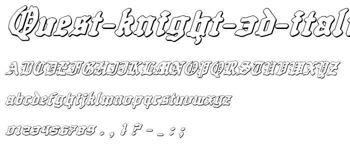 Quest Knight 3D Italic font