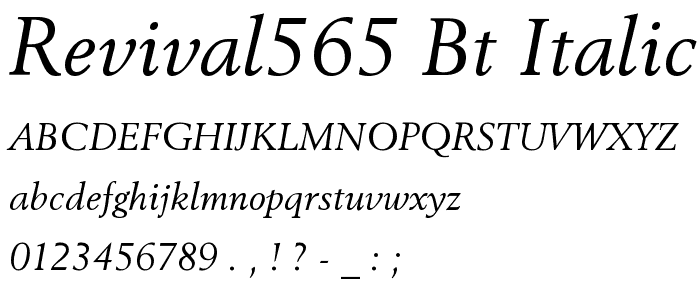 Revival565 BT Italic font