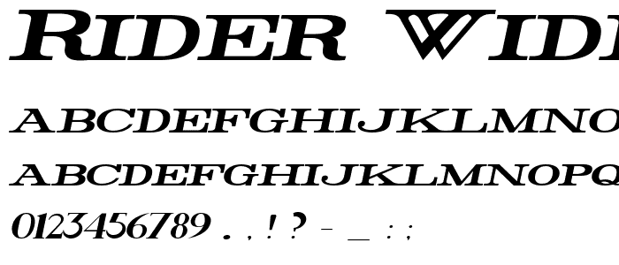 Rider Wide Expanded Bold Italic font