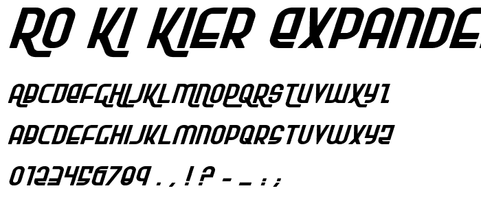 Ro_Ki_Kier Expanded Italic font