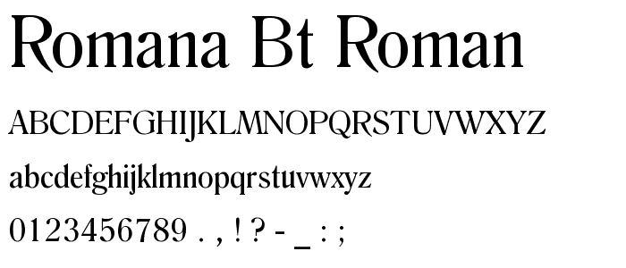 Romana BT Roman font