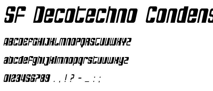 SF DecoTechno Condensed Oblique font