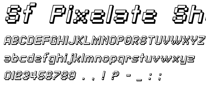 SF Pixelate Shaded Oblique font