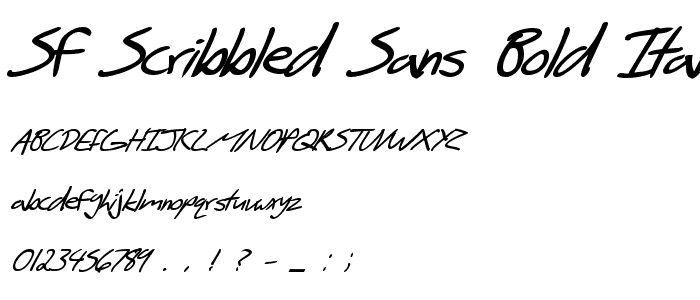 SF Scribbled Sans Bold Italic font