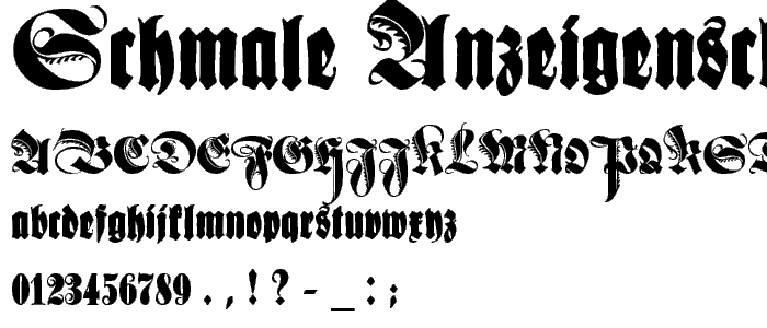 Schmale Anzeigenschrift Zier font