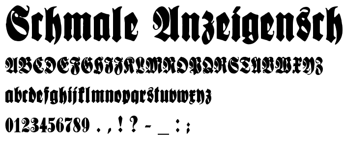 Schmale Anzeigenschrift font