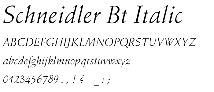 Schneidler BT Italic font