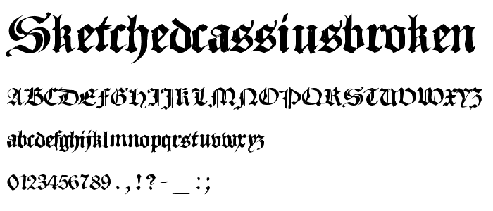 SketchedCassiusBroken font