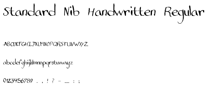 Standard Nib Handwritten Regular font