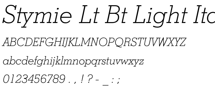 Stymie Lt BT Light Italic font