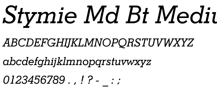 Stymie Md BT Medium Italic font