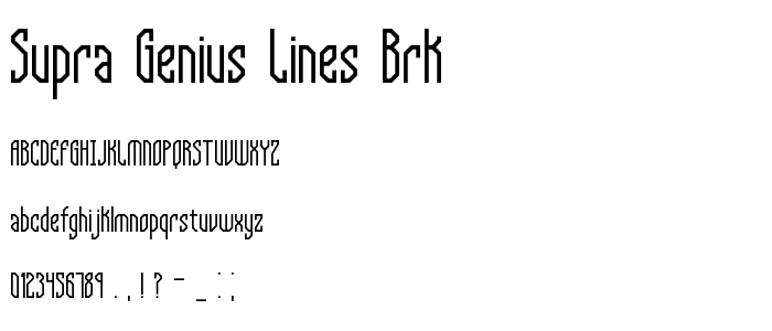 Supra Genius Lines BRK font