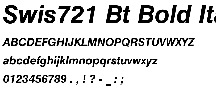 Swis721 BT Bold Italic font