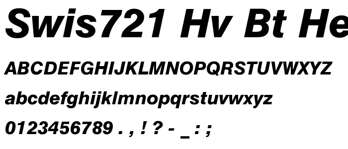 Swis721 Hv BT Heavy Italic font