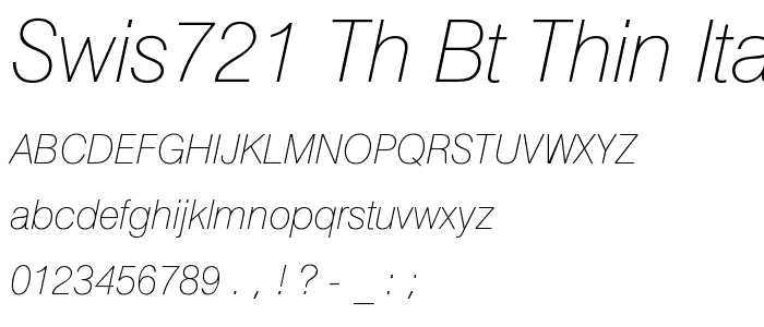 Swis721 Th BT Thin Italic font