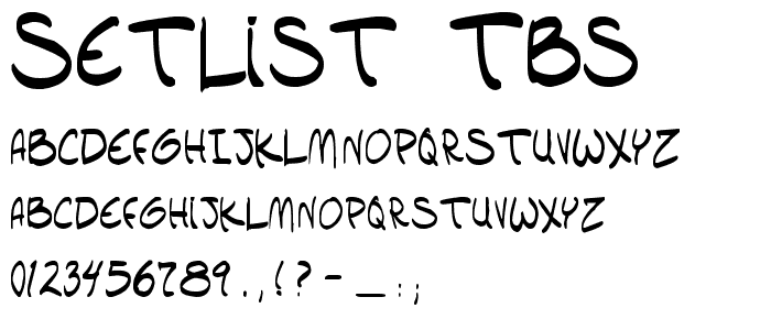 setlist  TBS font