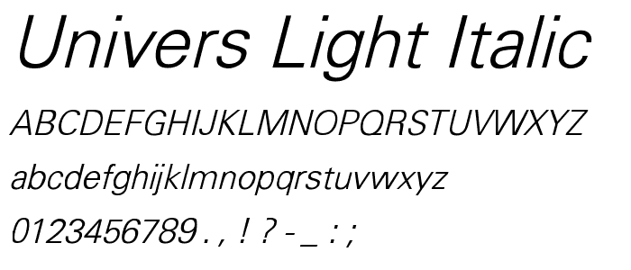 Univers-Light Italic font