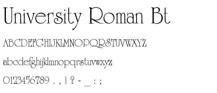 University Roman BT font