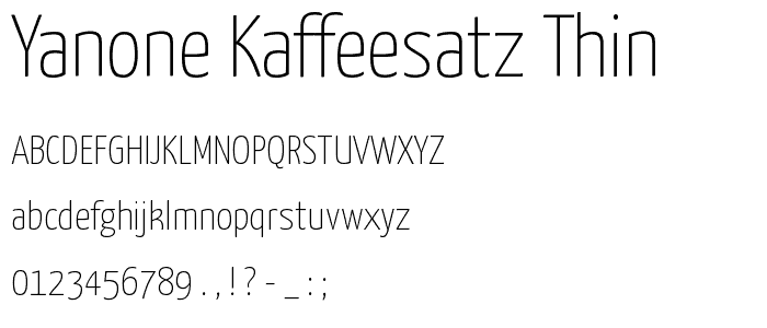 Yanone Kaffeesatz Thin font