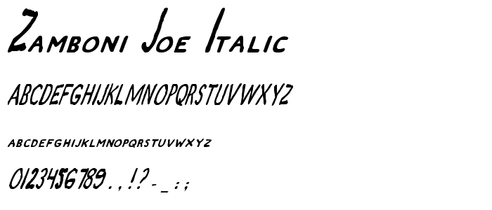 Zamboni Joe Italic font