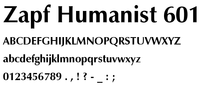 Zapf Humanist 601 Bold BT font