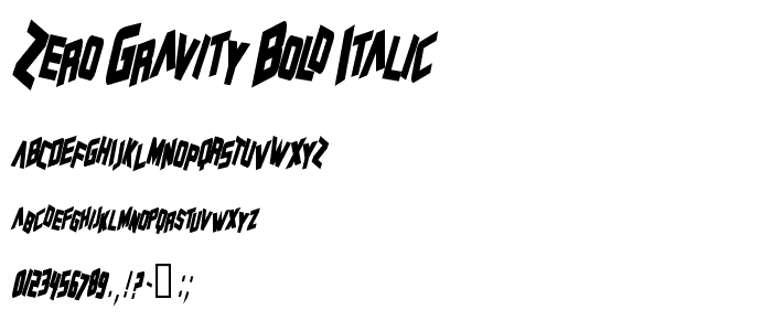 Zero Gravity Bold Italic font