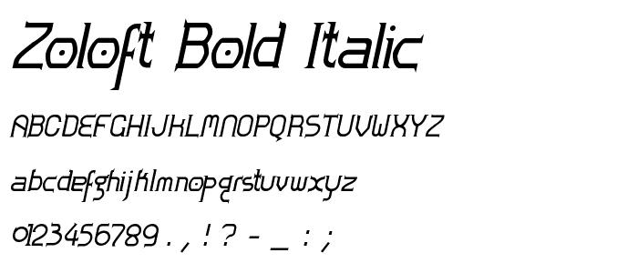 Zoloft-Bold Italic font